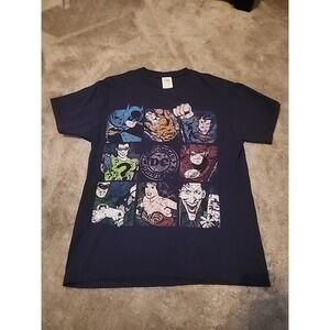 DC Comics Originals Superheroes  & Villains T-shirt Blue Adult Size Medium Joker